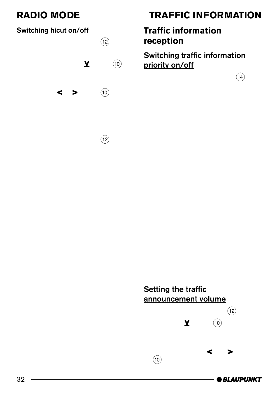 Traffic information radio mode, Traffic information reception | Blaupunkt ALICANTE CD30 User Manual | Page 13 / 21