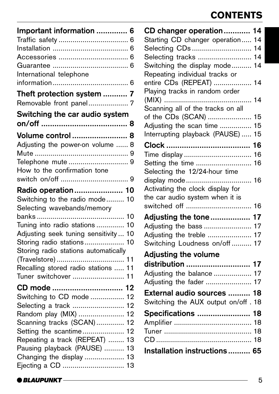 Blaupunkt SANTA MONICA CD30 User Manual | Page 5 / 19
