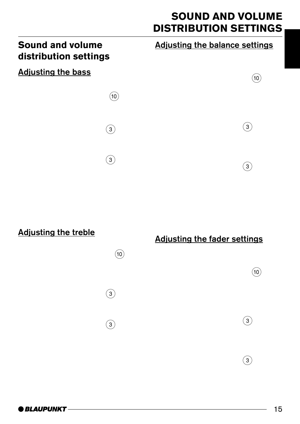 Sound and volume distribution settings | Blaupunkt ST. LOUIS C33 User Manual | Page 15 / 33