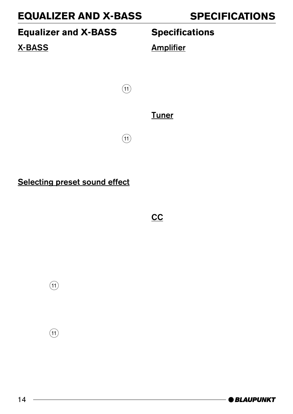 Equalizer and x-bass specifications, Equalizer and x-bass, Specifications | Blaupunkt ST. LOUIS C33 User Manual | Page 32 / 33