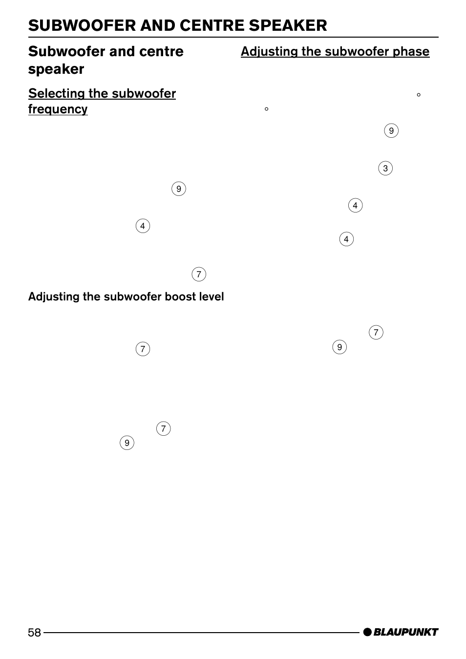 Subwoofer and centre speaker | Blaupunkt SAN FRANCISCO CD72 User Manual | Page 16 / 78