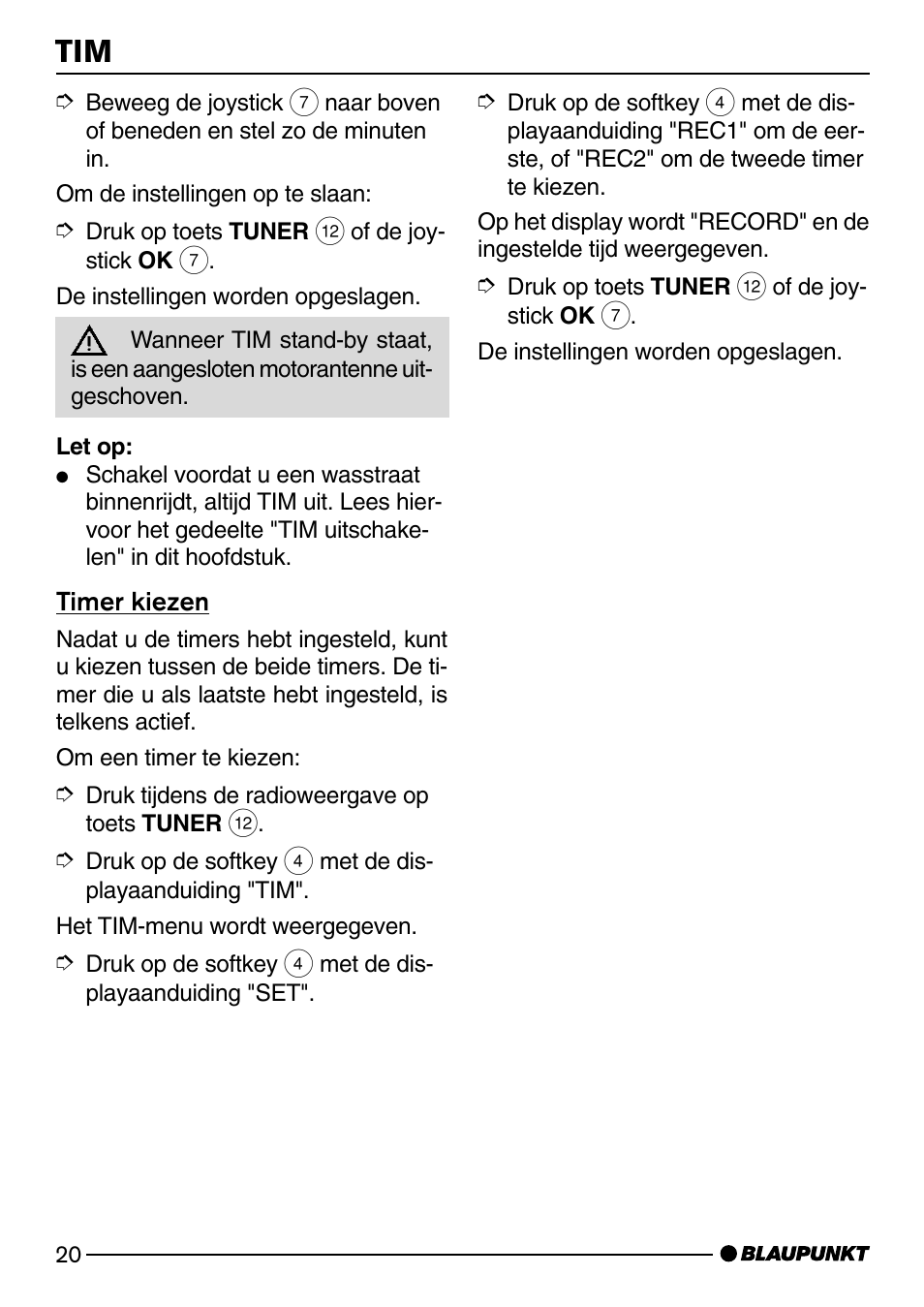 Timer kiezen | Blaupunkt SAN FRANCISCO CD72 User Manual | Page 64 / 78