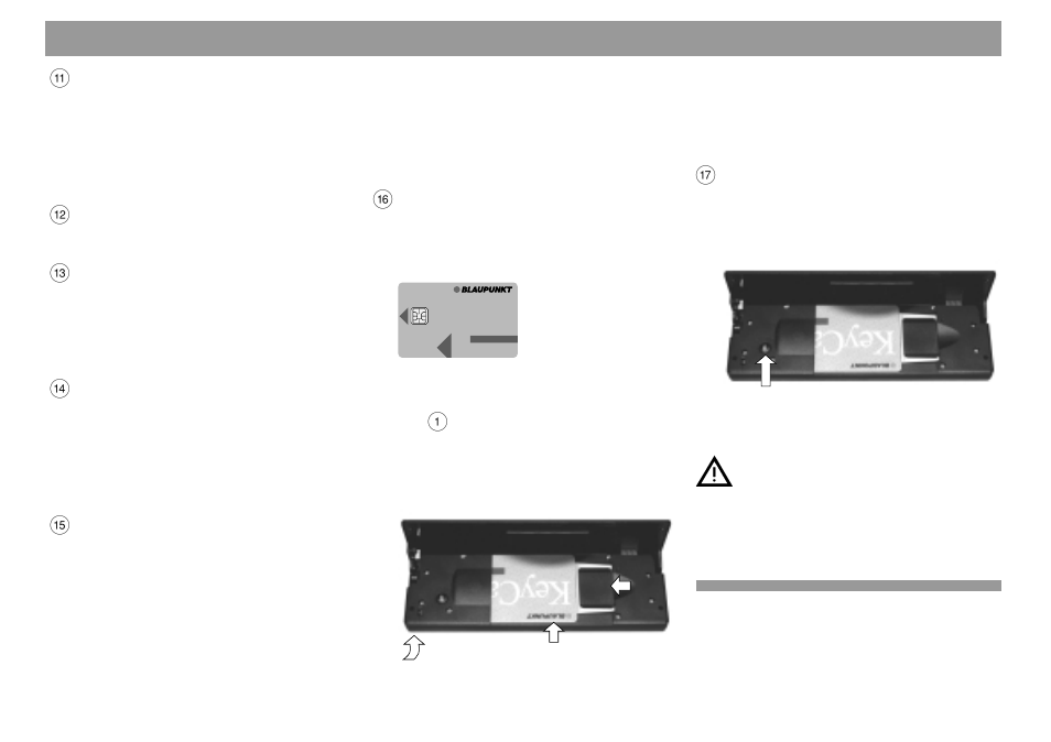 Keycard, Condensed instructions | Blaupunkt Dallas RMD 169 User Manual | Page 10 / 40