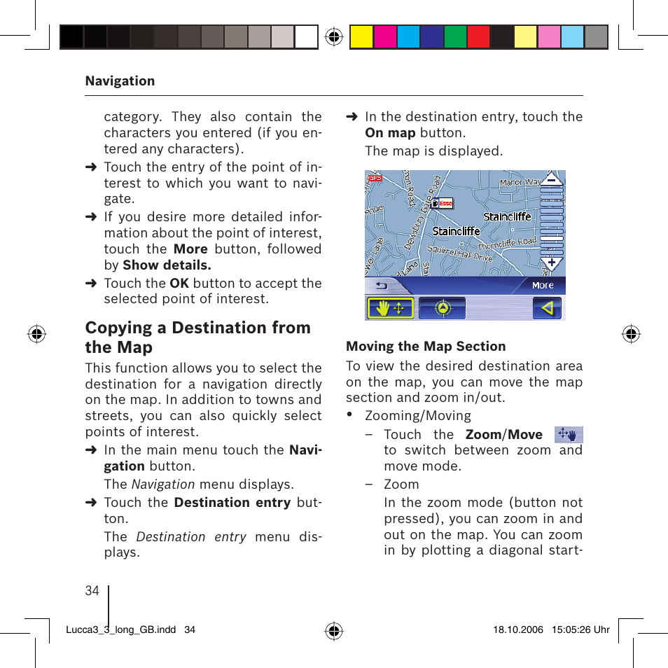 Copying a destination from the map | Blaupunkt TRAVELPILOT LUCCA 3.3 User Manual | Page 34 / 88