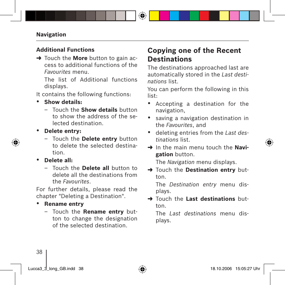 Blaupunkt TRAVELPILOT LUCCA 3.3 User Manual | Page 38 / 88