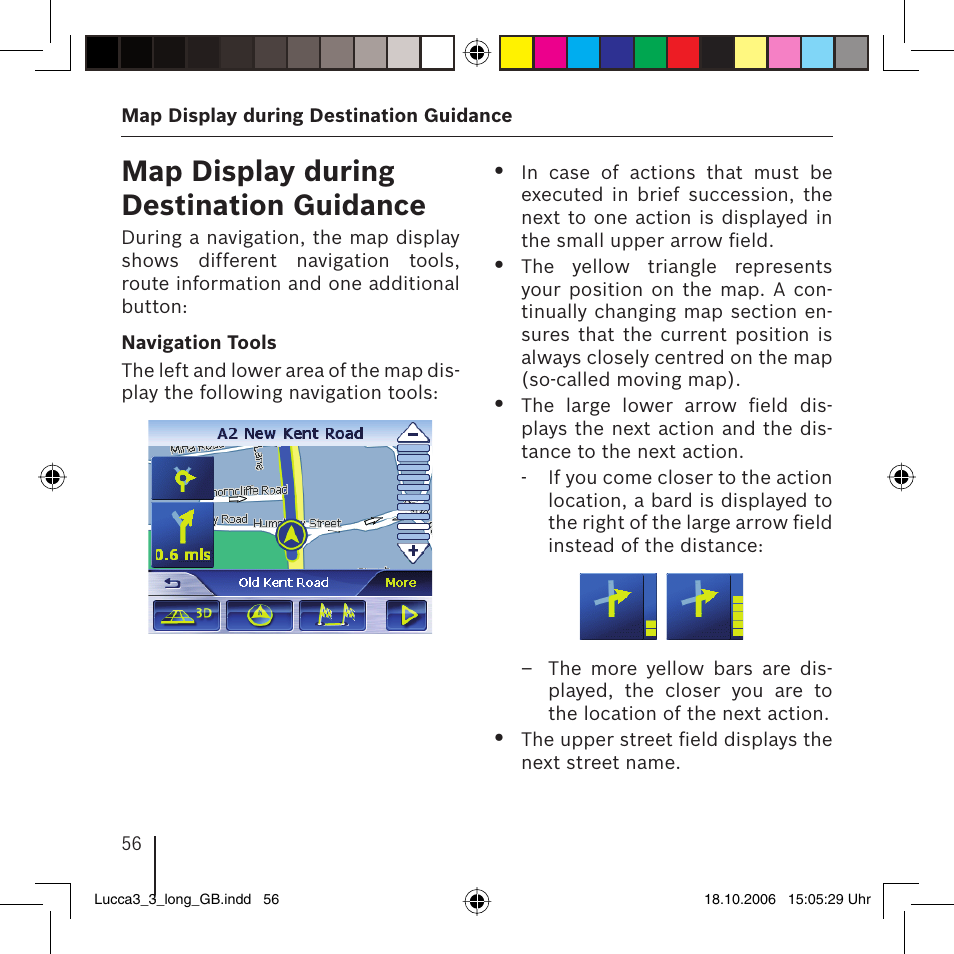 Map display during destination guidance | Blaupunkt TRAVELPILOT LUCCA 3.3 User Manual | Page 56 / 88