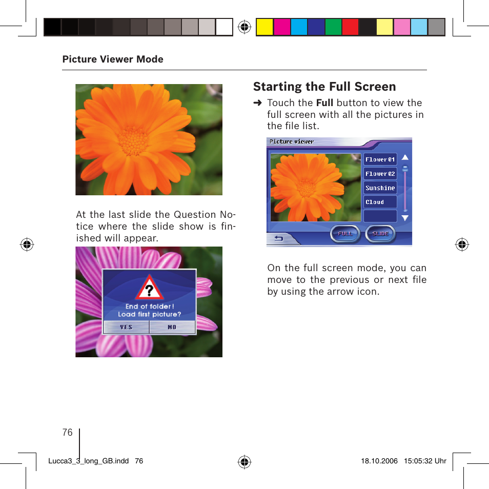Starting the full screen | Blaupunkt TRAVELPILOT LUCCA 3.3 User Manual | Page 76 / 88