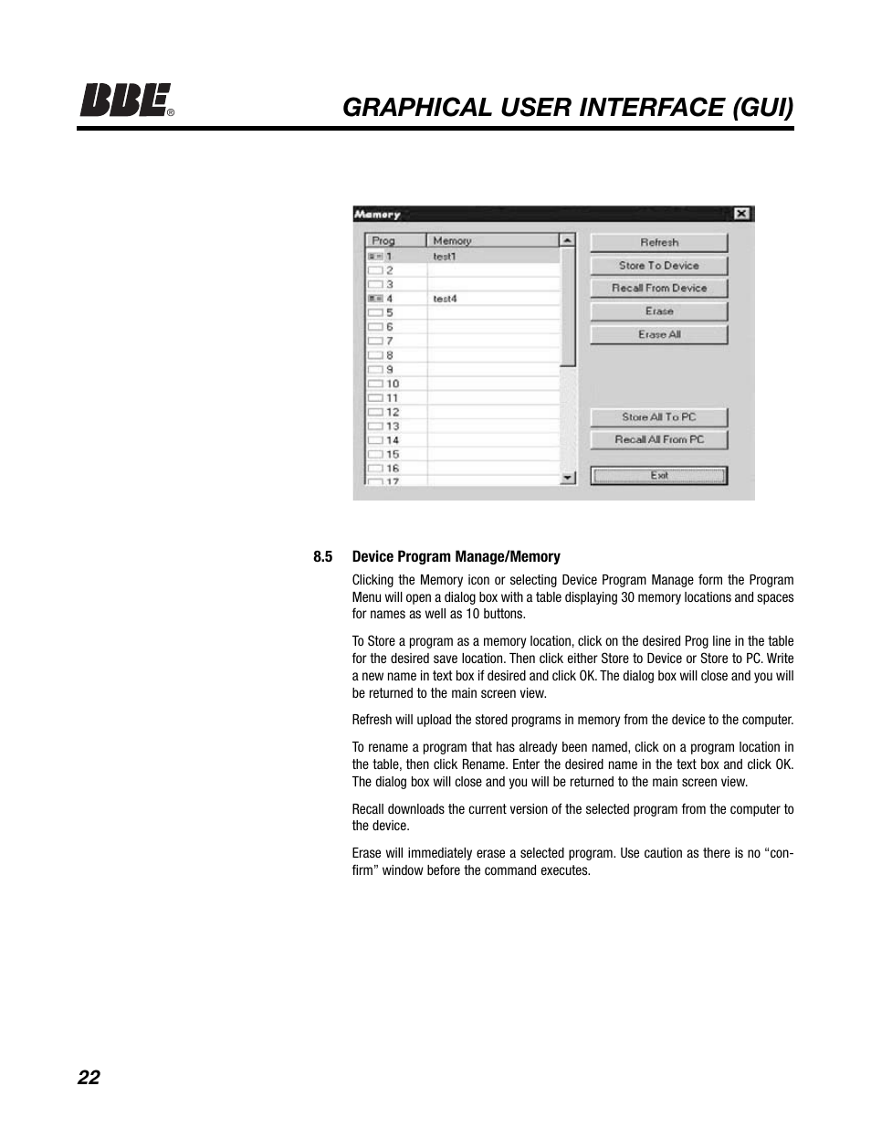 Graphical user interface (gui) | BBE DS48 User Manual | Page 28 / 39