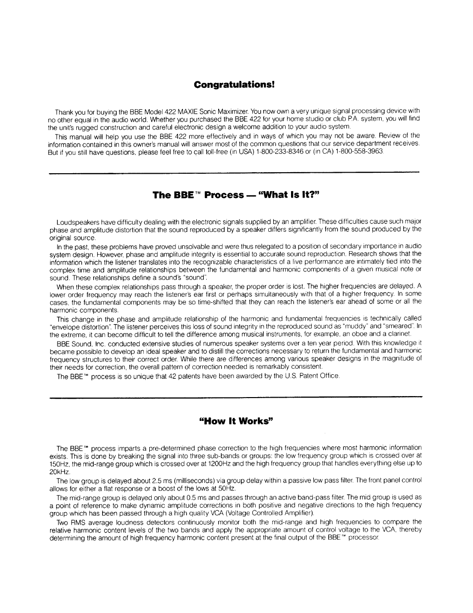 The bbe^” process ^ “what is it, How it works | BBE Sonic Maximizer BBE 422 User Manual | Page 3 / 18