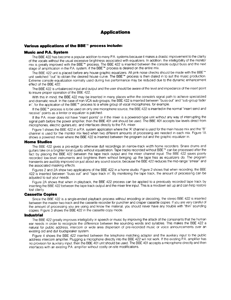 Applications | BBE Sonic Maximizer BBE 422 User Manual | Page 5 / 18