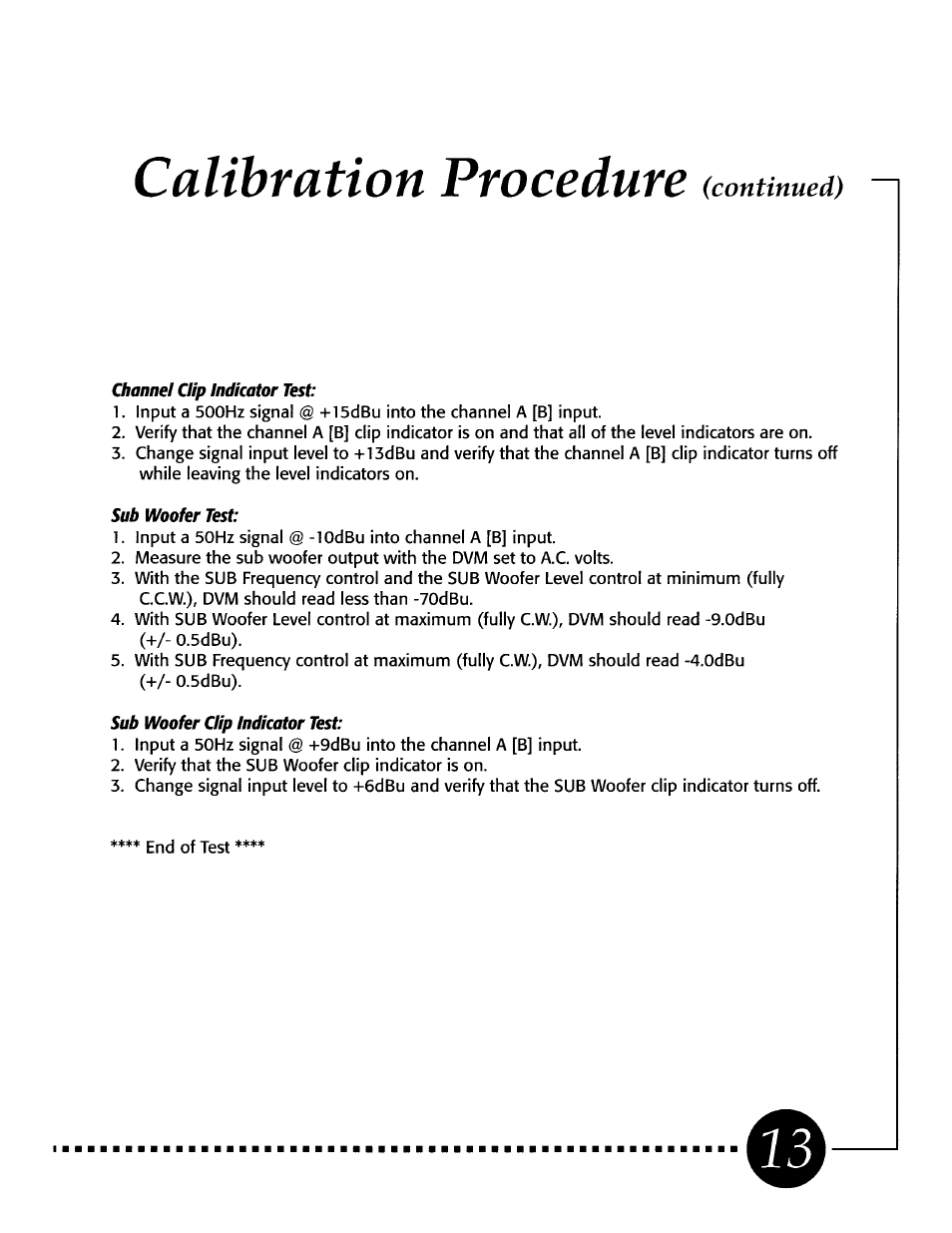 Calibration procedure, Continued) | BBE 362SW User Manual | Page 15 / 20