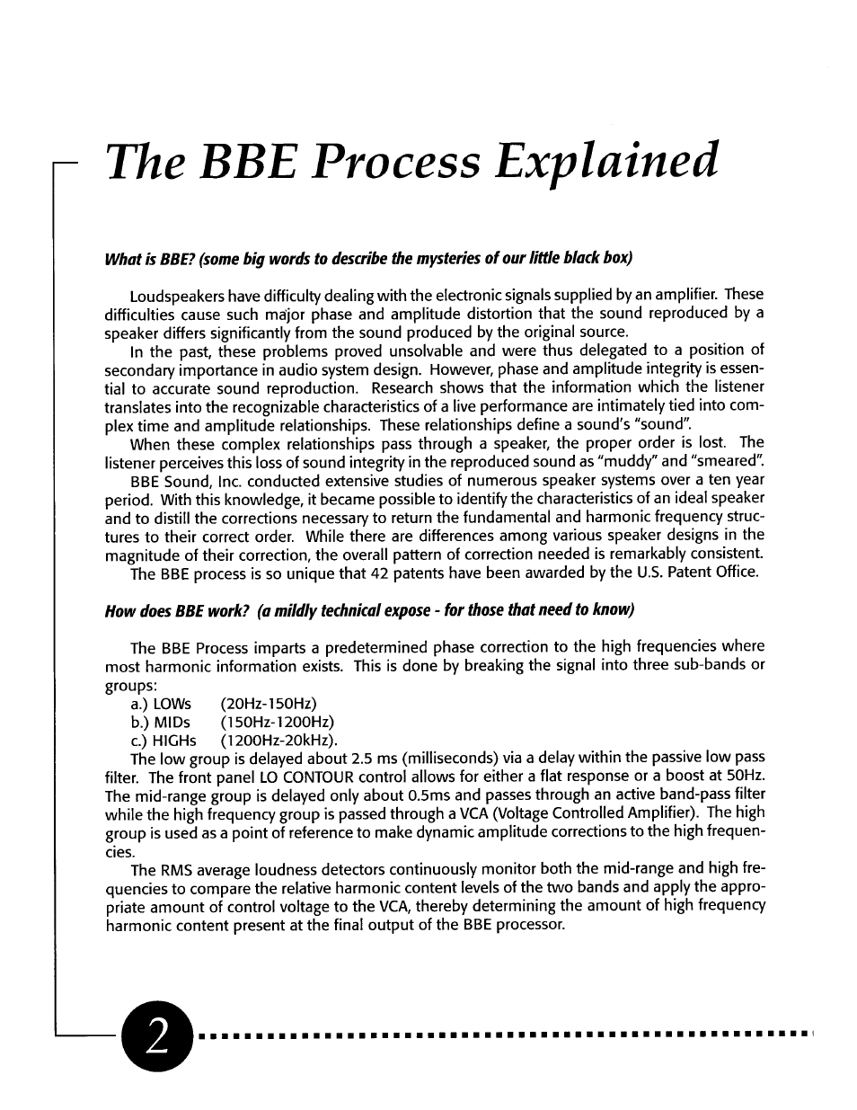 The bbe process explained | BBE 362SW User Manual | Page 4 / 20