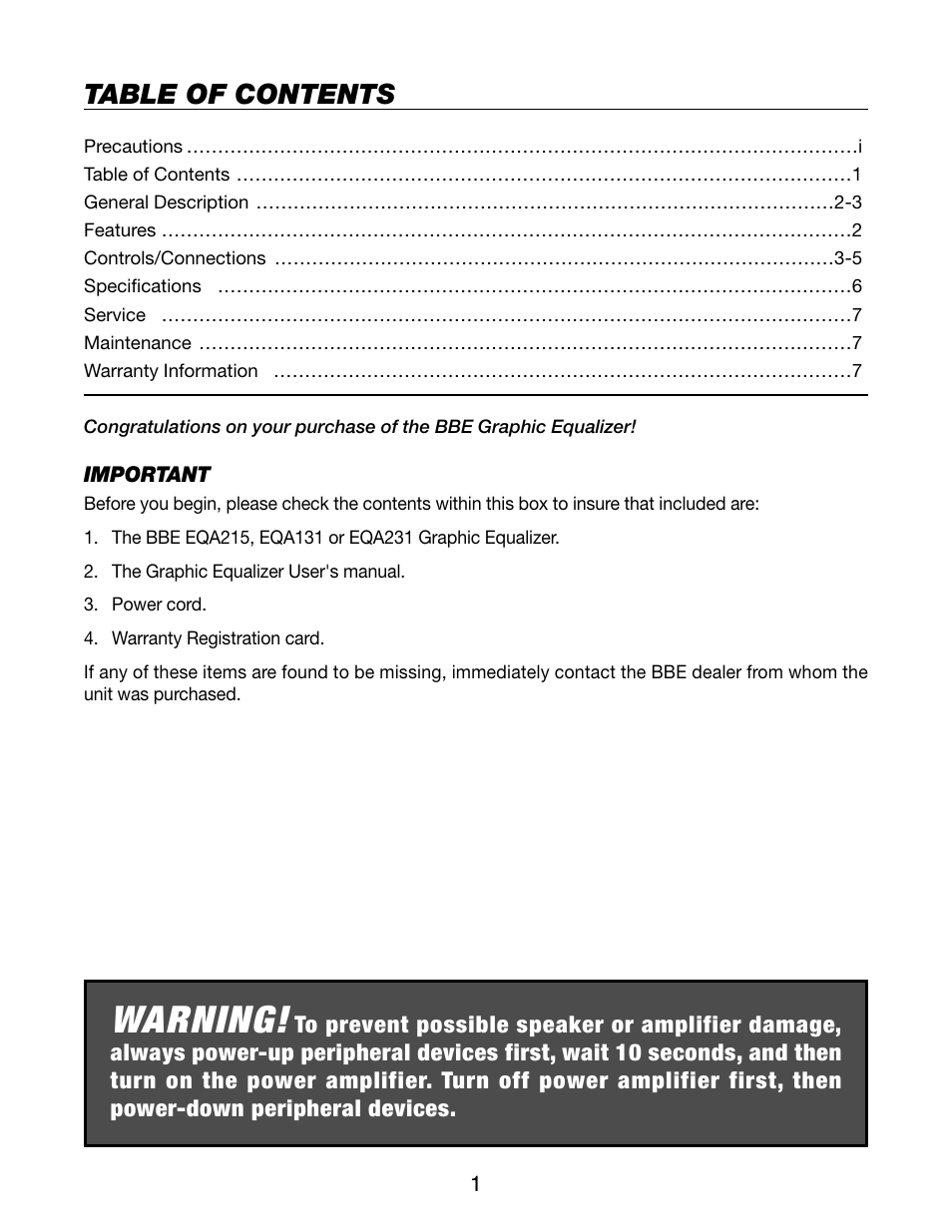 BBE EQA131 User Manual | Page 3 / 10