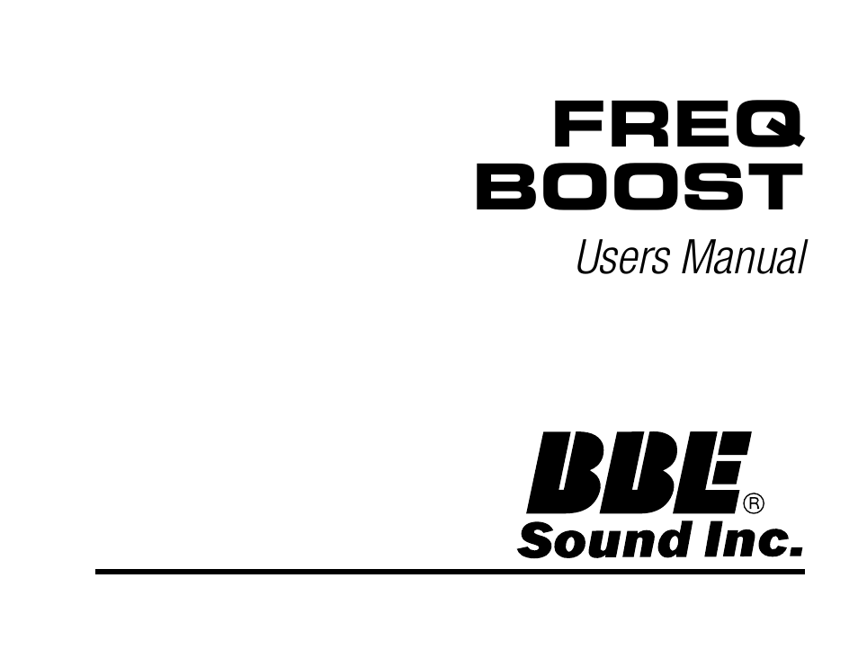 BBE Freq Boost User Manual | 12 pages