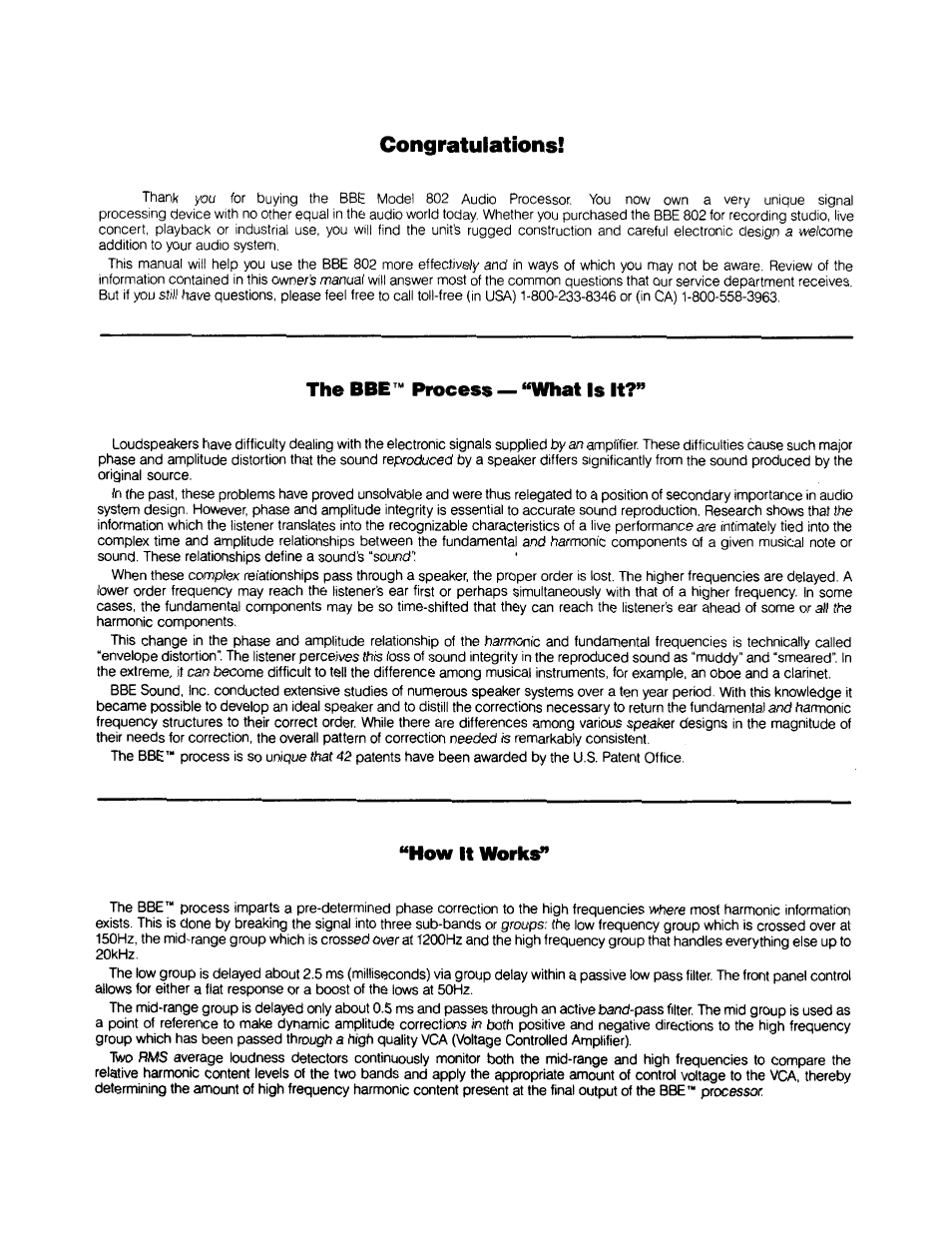 The bbe process — "what is it, How it works | BBE Sonic Maximizer BBE 802 User Manual | Page 3 / 16