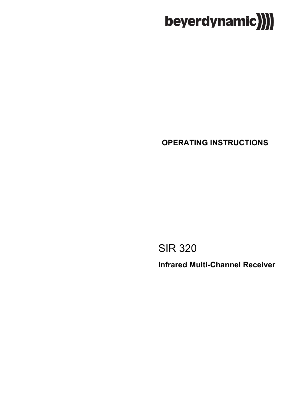 Beyerdynamic SIR 320 User Manual | 28 pages