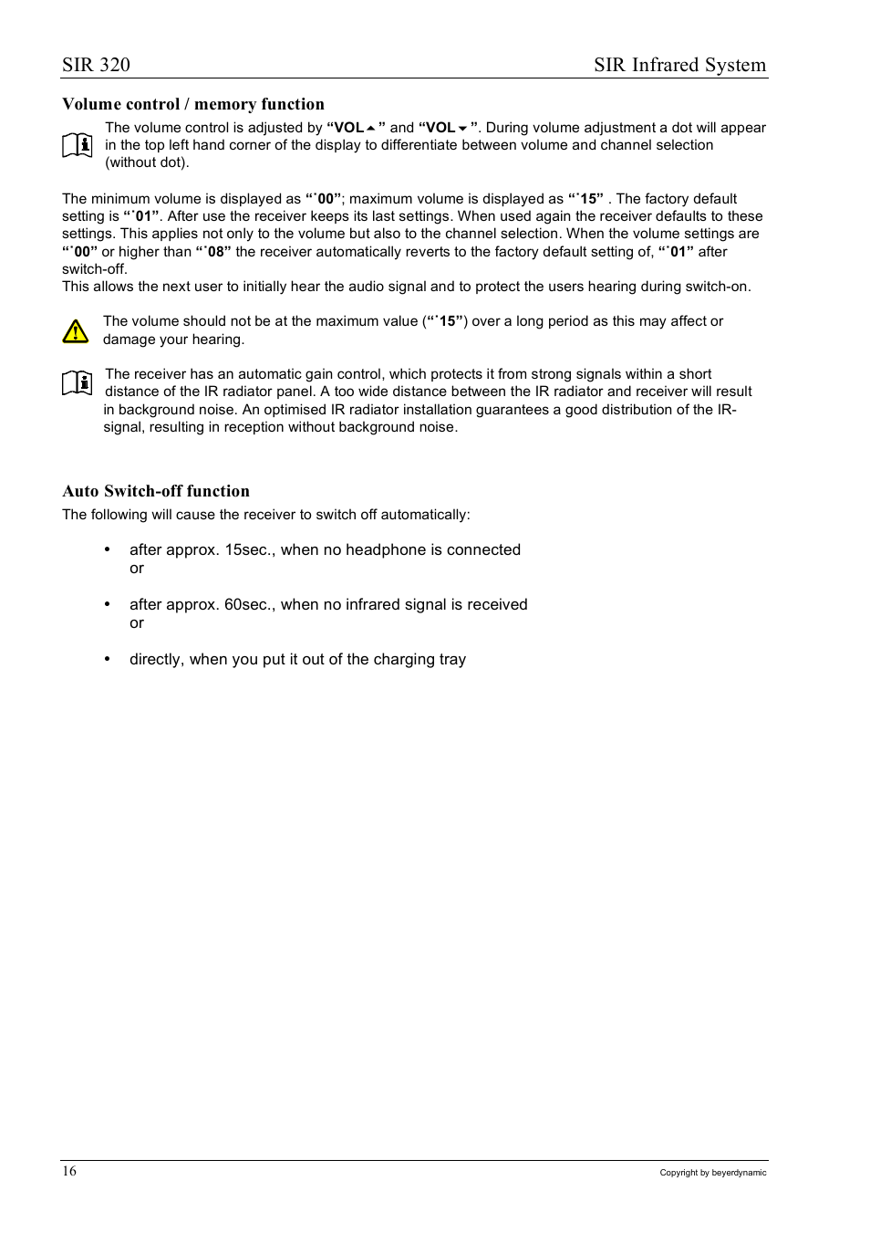 Sir 320 sir infrared system | Beyerdynamic SIR 320 User Manual | Page 16 / 28