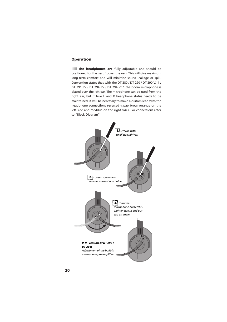 Operation, 20 operation | Beyerdynamic DT 290 User Manual | Page 20 / 48