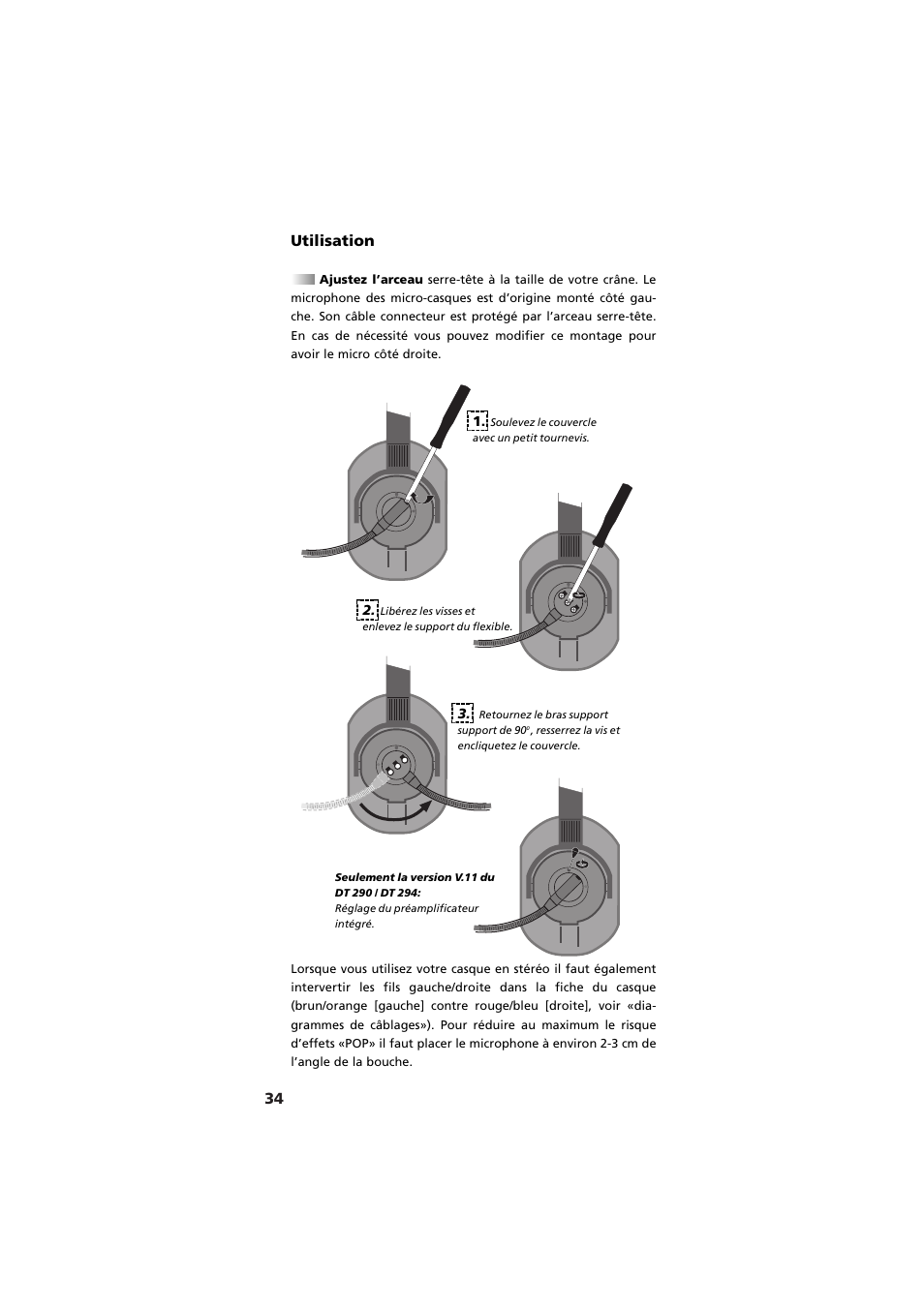 Utilisation, 34 utilisation | Beyerdynamic DT 290 User Manual | Page 34 / 48