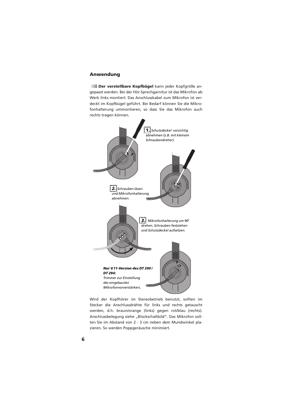 Anwendung, 6anwendung | Beyerdynamic DT 290 User Manual | Page 6 / 48