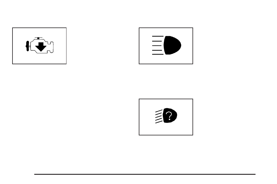 Reduced engine power light, Highbeam on light, Headlamps suggested light | Buick 2009 Enclave User Manual | Page 166 / 428