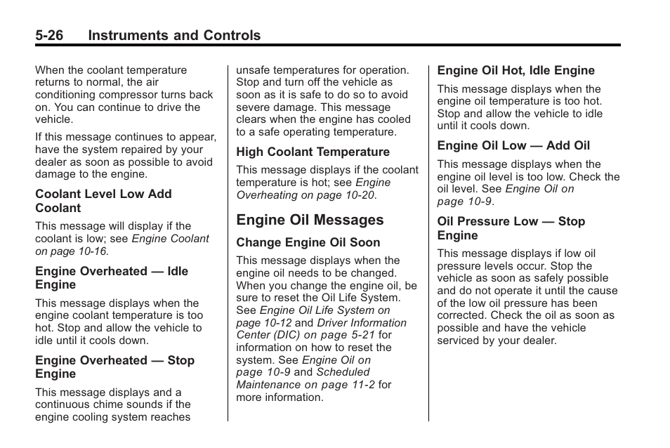 Engine oil messages, Engine oil messages -26, 26 instruments and controls | Buick 2011 Regal User Manual | Page 128 / 360