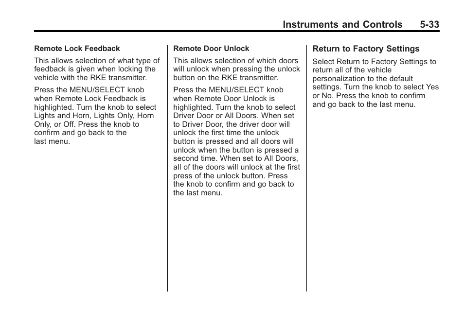 Instruments and controls 5-33 | Buick 2011 Regal User Manual | Page 135 / 360