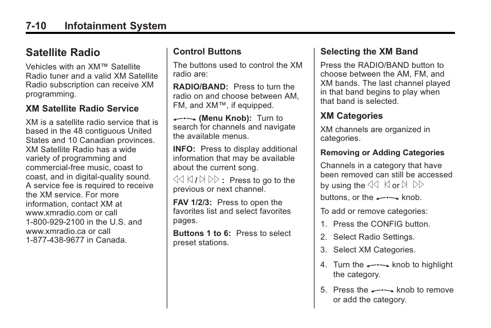 Satellite radio, Satellite radio -10, Entertainment | Buick 2011 Regal User Manual | Page 152 / 360