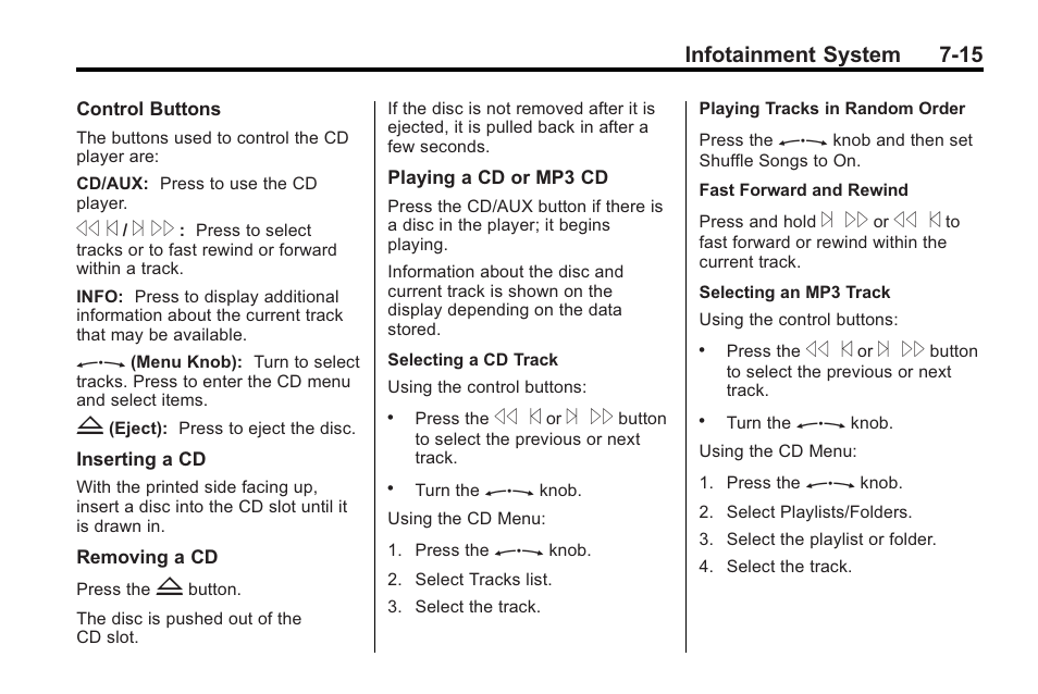 Infotainment system 7-15 | Buick 2011 Regal User Manual | Page 157 / 360