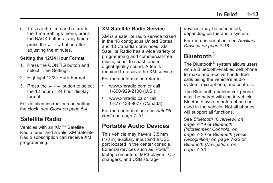 Satellite radio, Portable audio devices, Bluetooth | Buick 2011 Regal User Manual | Page 17 / 360