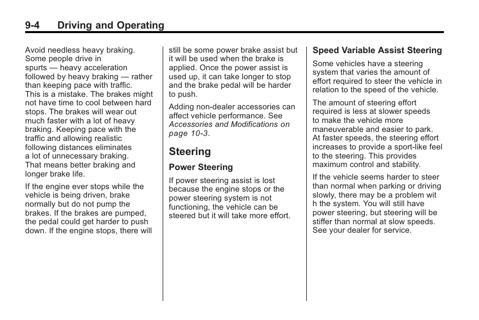 Steering, Steering -4, Automatic | 4 driving and operating | Buick 2011 Regal User Manual | Page 192 / 360