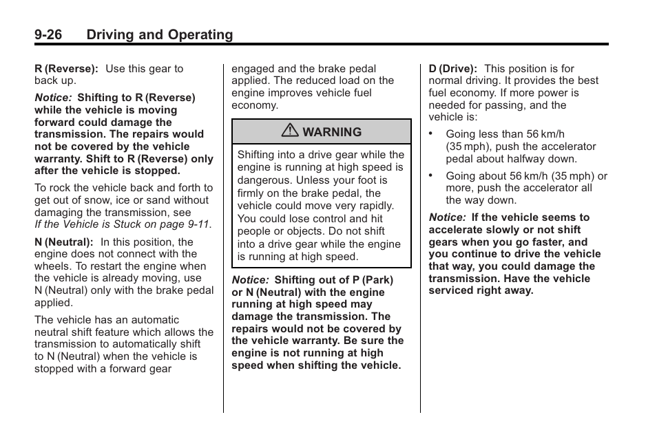 26 driving and operating | Buick 2011 Regal User Manual | Page 214 / 360