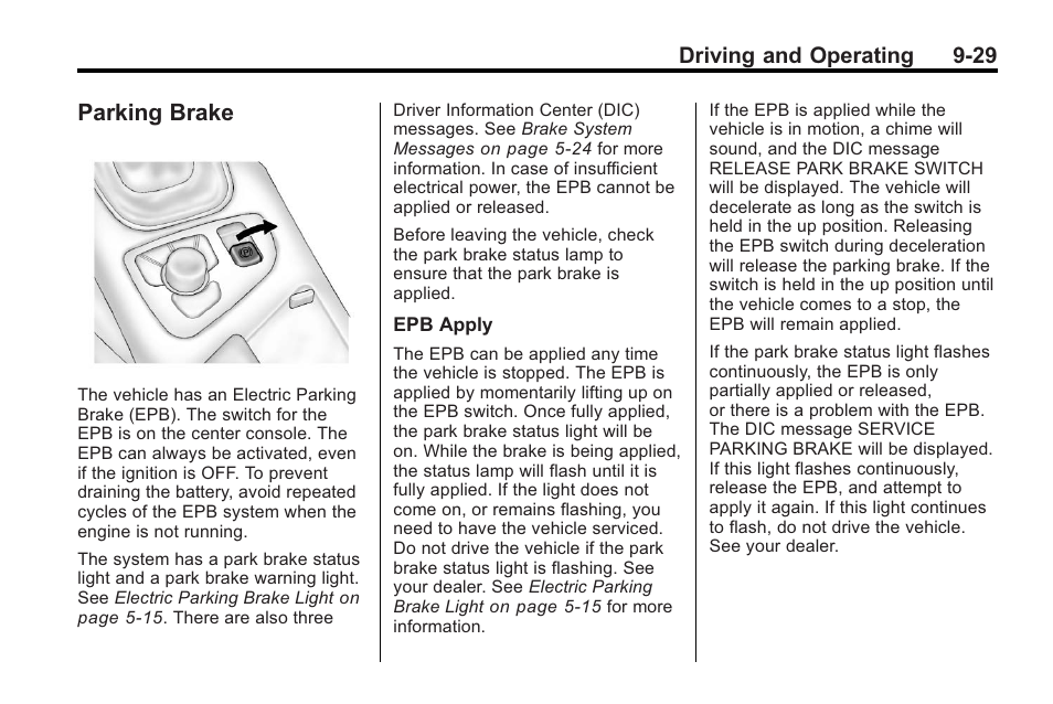 Parking brake, Brake -29, Container | Buick 2011 Regal User Manual | Page 217 / 360