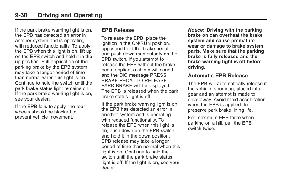 30 driving and operating | Buick 2011 Regal User Manual | Page 218 / 360