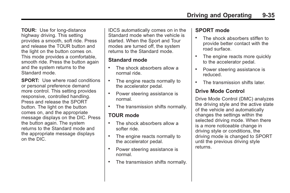 Driving and operating 9-35 | Buick 2011 Regal User Manual | Page 223 / 360