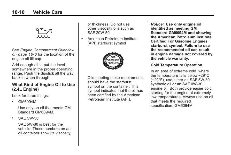 10 vehicle care | Buick 2011 Regal User Manual | Page 246 / 360