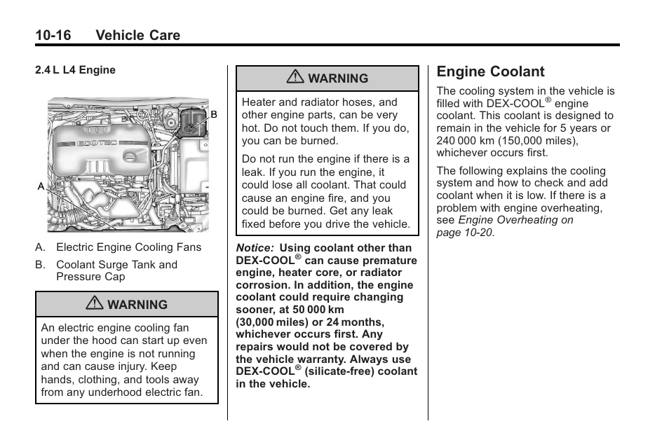 Engine coolant, Engine coolant -16, Halogen | 16 vehicle care | Buick 2011 Regal User Manual | Page 252 / 360