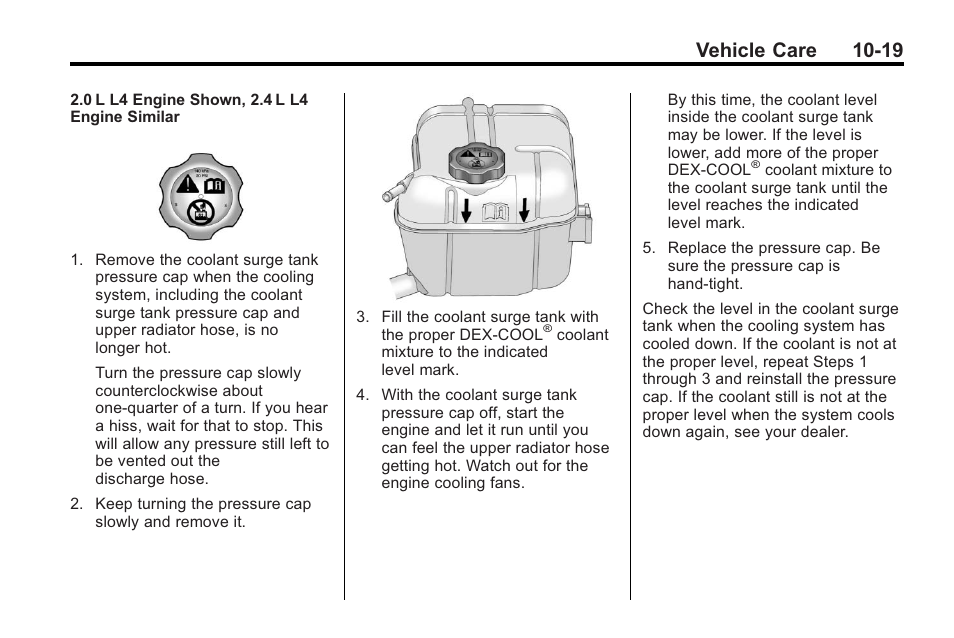 Vehicle care 10-19 | Buick 2011 Regal User Manual | Page 255 / 360