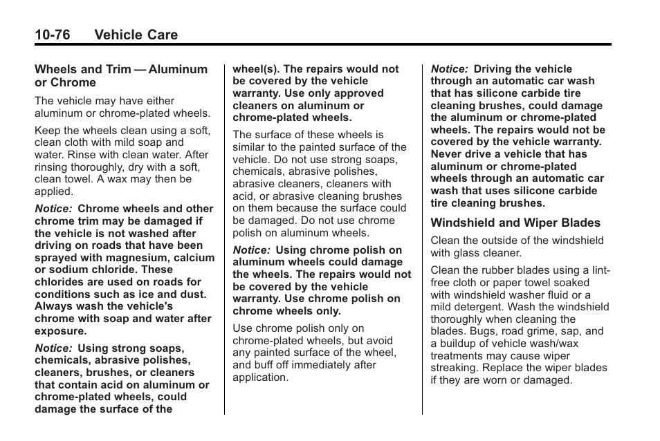 76 vehicle care | Buick 2011 Regal User Manual | Page 312 / 360