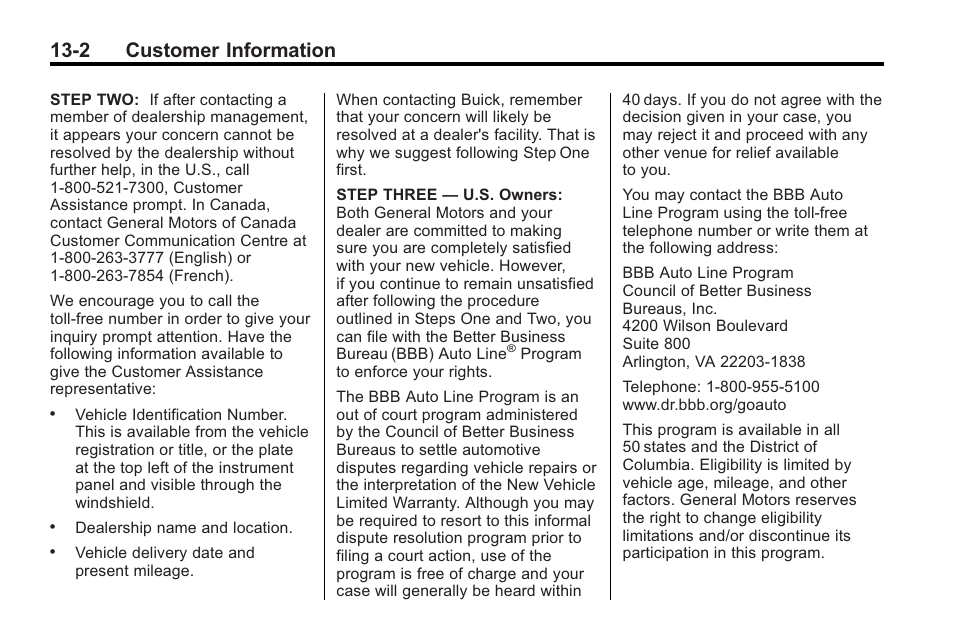 2 customer information | Buick 2011 Regal User Manual | Page 334 / 360