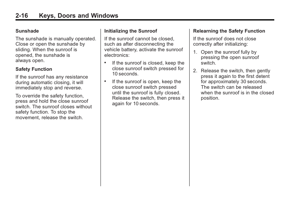 16 keys, doors and windows | Buick 2011 Regal User Manual | Page 42 / 360