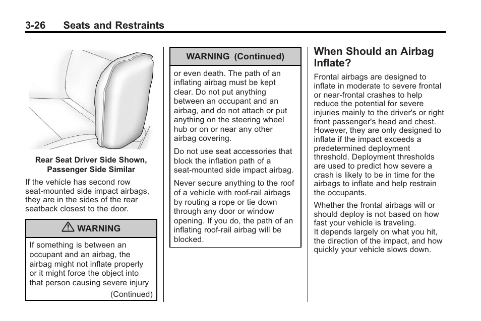 When should an airbag inflate, When should an airbag, Inflate? -26 | Buick 2011 Regal User Manual | Page 68 / 360