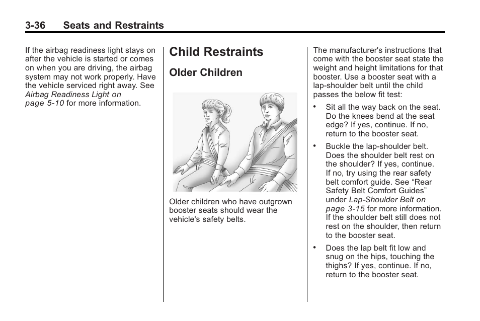 Child restraints, Older children, Older children -36 | 36 seats and restraints | Buick 2011 Regal User Manual | Page 78 / 360