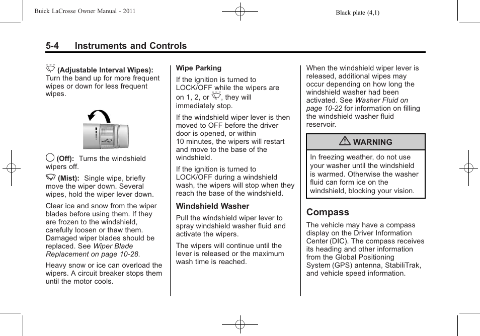 Compass, Compass -4 | Buick 2011 Lacrosse User Manual | Page 122 / 446