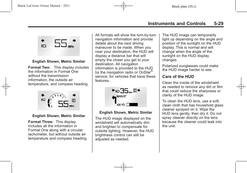 Instruments and controls 5-29 | Buick 2011 Lacrosse User Manual | Page 147 / 446