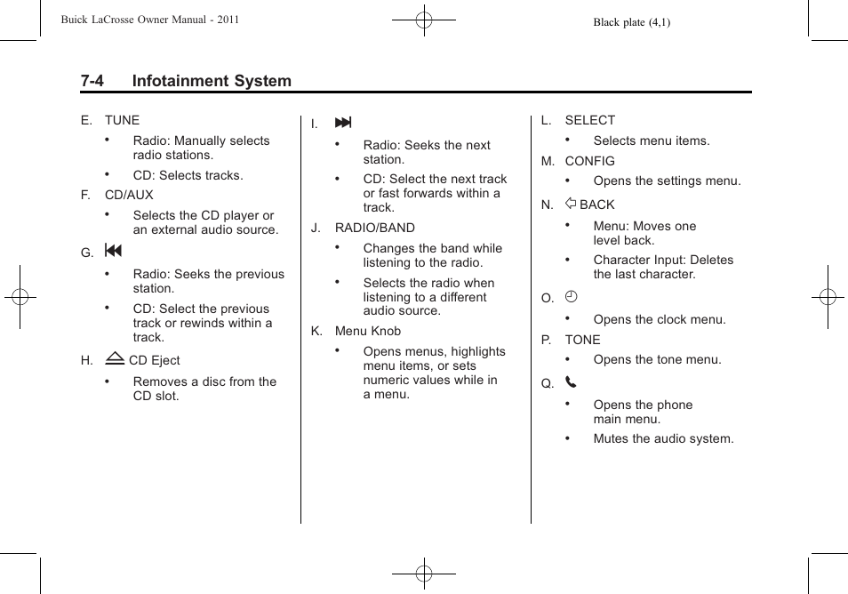 4 infotainment system | Buick 2011 Lacrosse User Manual | Page 176 / 446