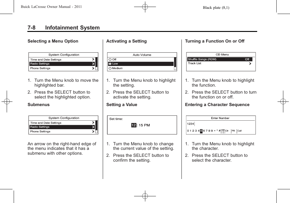 8 infotainment system | Buick 2011 Lacrosse User Manual | Page 180 / 446