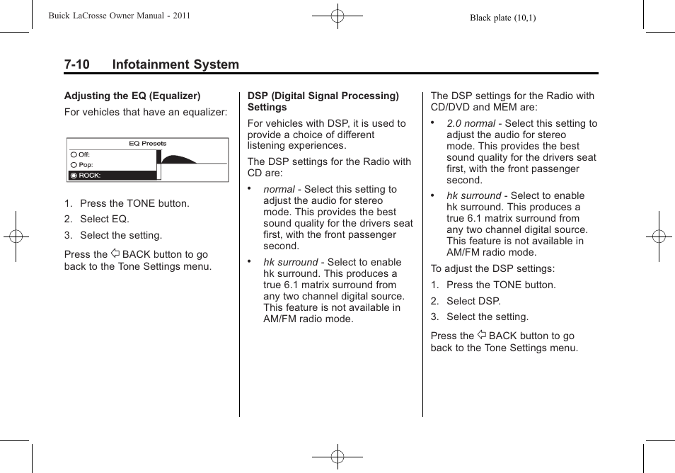 10 infotainment system | Buick 2011 Lacrosse User Manual | Page 182 / 446