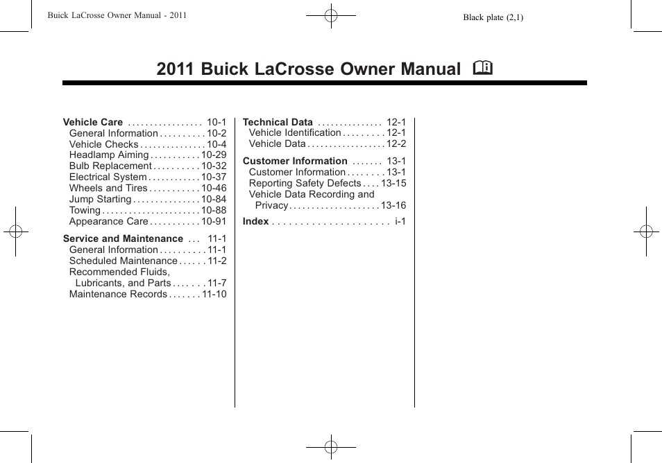 2011 buick lacrosse owner manual m | Buick 2011 Lacrosse User Manual | Page 2 / 446