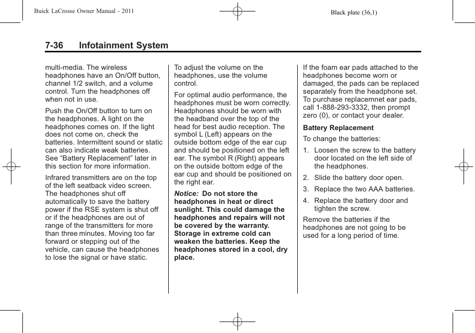 36 infotainment system | Buick 2011 Lacrosse User Manual | Page 208 / 446